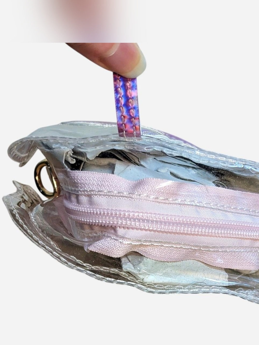 Pink Holographic Boba Bubble Tea Clear Crossbody Purse Iridescent Shoulder Bag - Picture 4 of 9